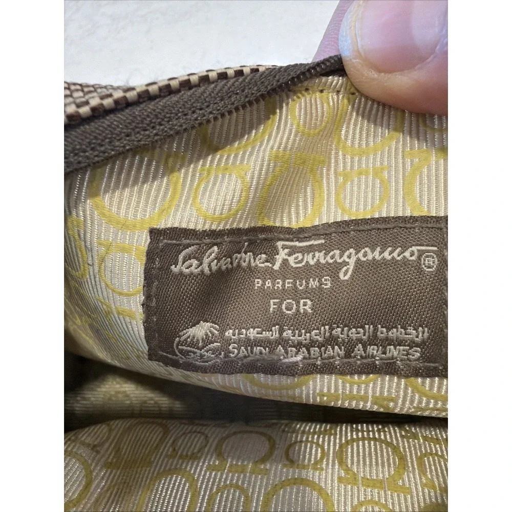 Salvatore Ferragamo Brown Canvas Clutch/Pouch/cosmetic/Toiletries Bag